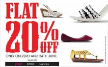 Flat 20% off on select footwear at Lifestyle on 23 and 24 June 2012.